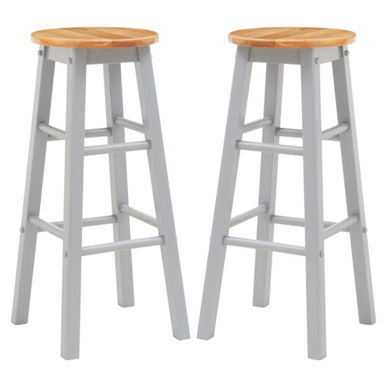 Read more about Cadell grey tropical hevea wood bar stools in pair