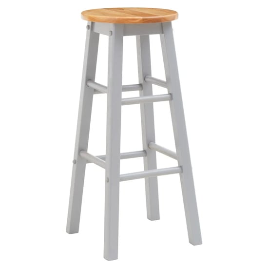Product photograph of Cadell Tropical Hevea Wood Bar Stool In Grey from Furniture in Fashion