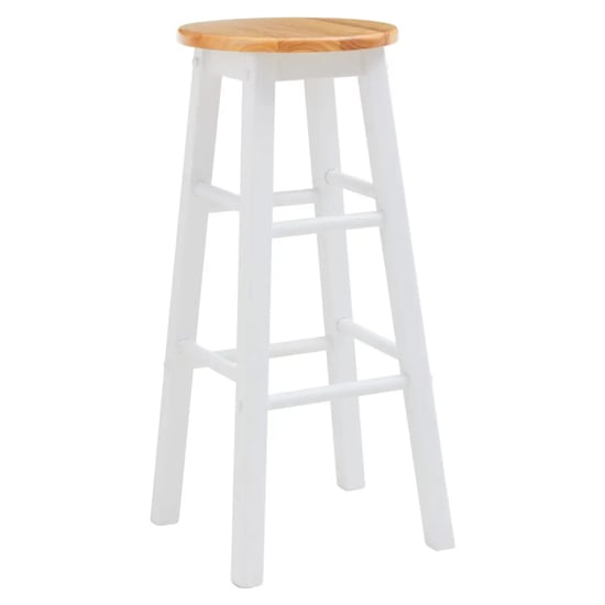 Product photograph of Cadell Tropical Hevea Wood Bar Stool In White from Furniture in Fashion