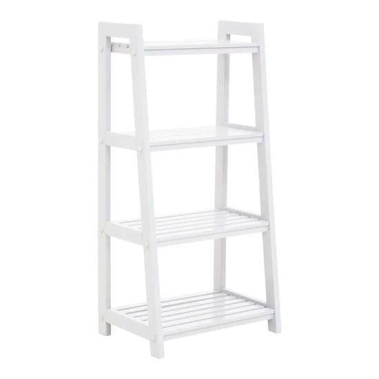 Product photograph of Cadell Tropical Hevea Wood Shelving Unit With 4 Tier In White from Furniture in Fashion