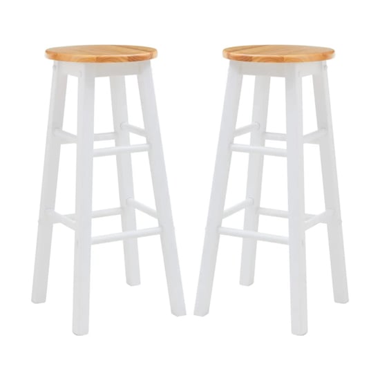 Read more about Cadell white tropical hevea wood bar stools in pair