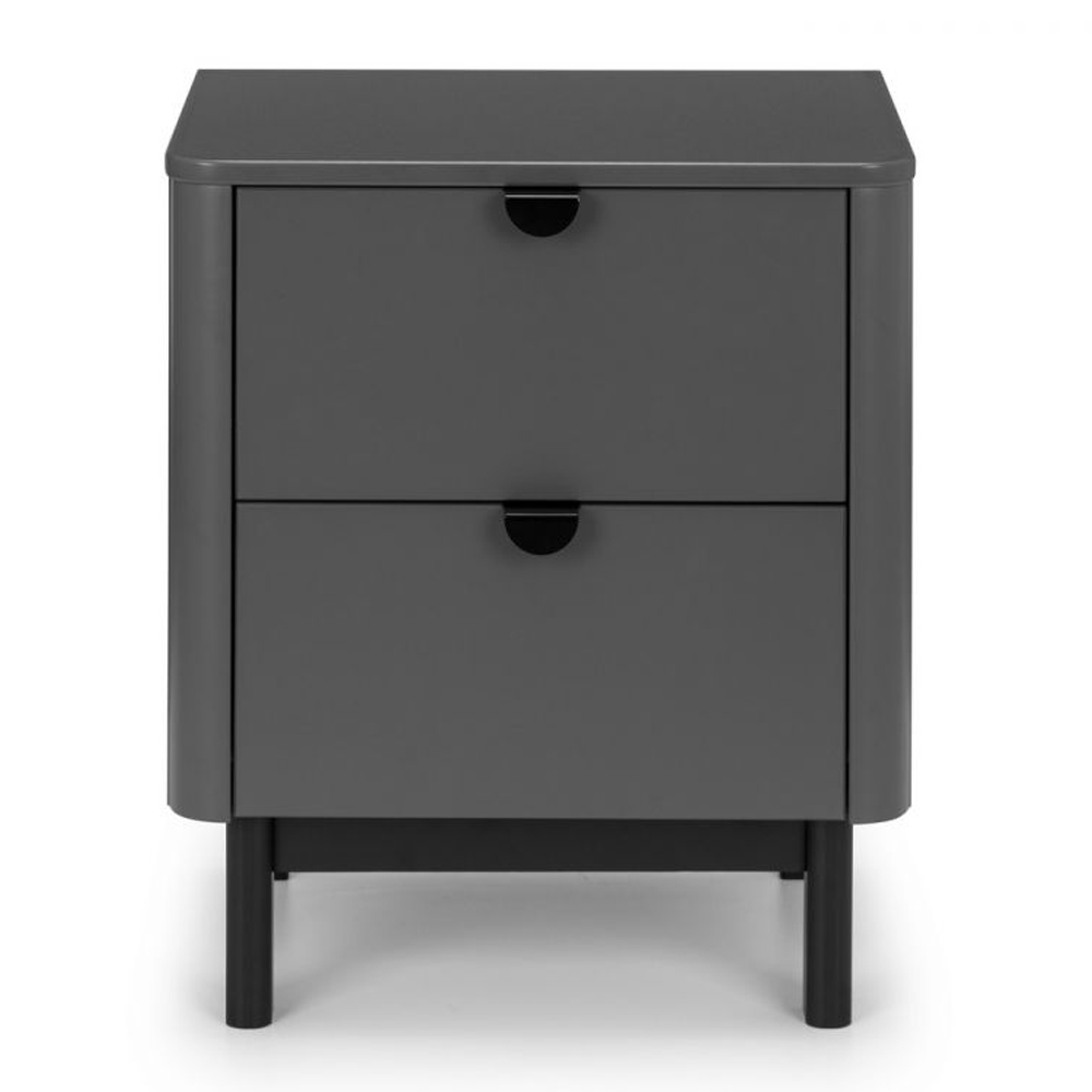 Cadhla High Gloss Bedside Cabinet With 2 Drawers In Storm Grey