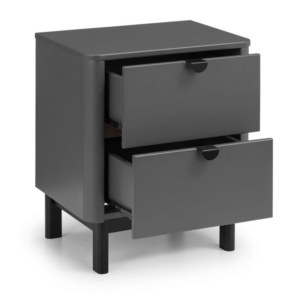Cadhla High Gloss Bedside Cabinet With 2 Drawers In Storm Grey