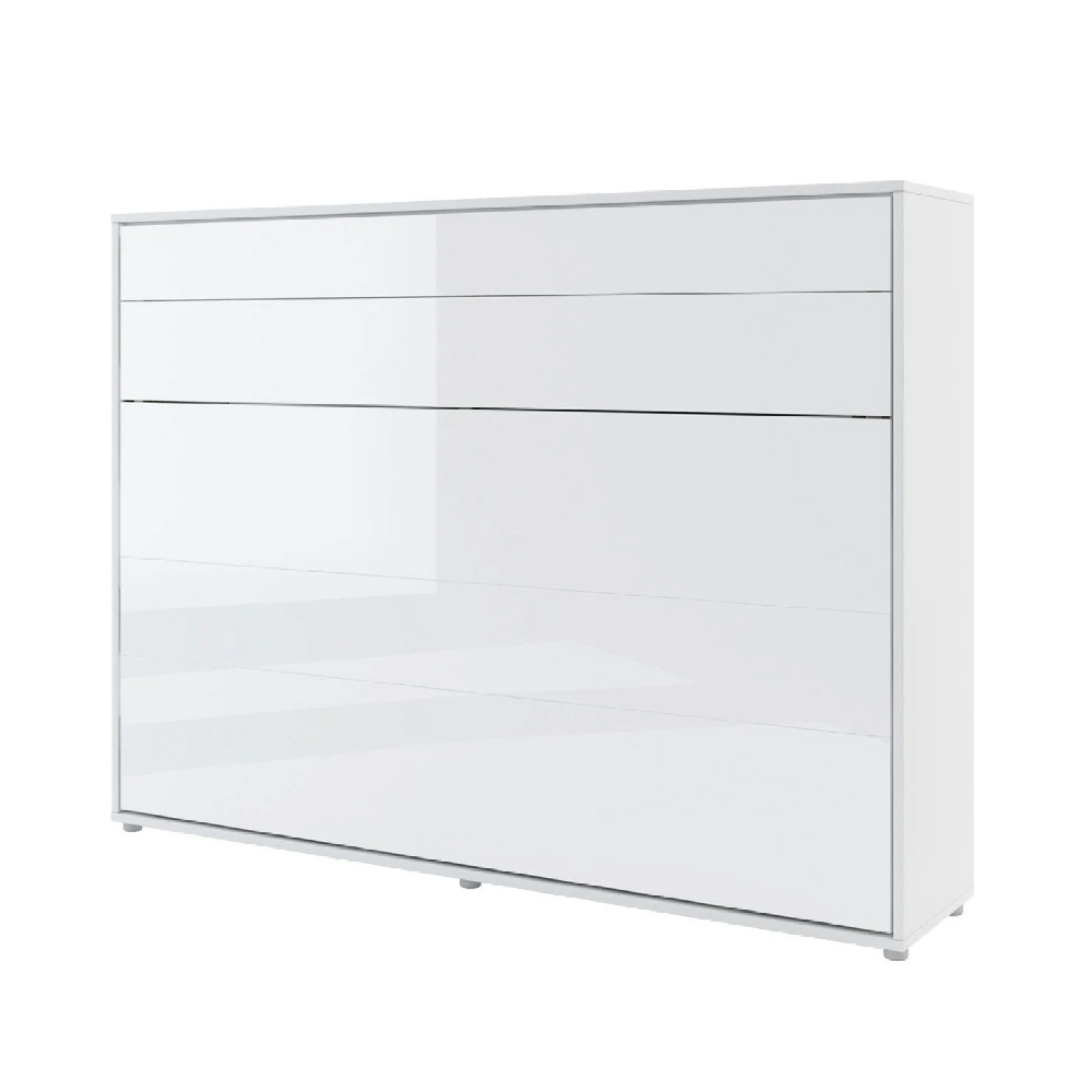 Cadillac Horizontal Wall High Gloss Double Bed In White