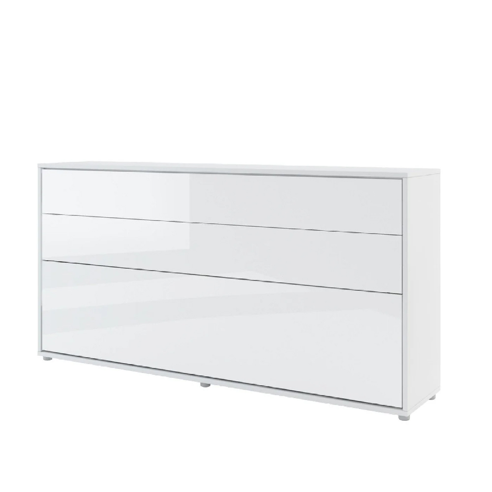 Cadillac Horizontal Wall High Gloss Single Bed In White