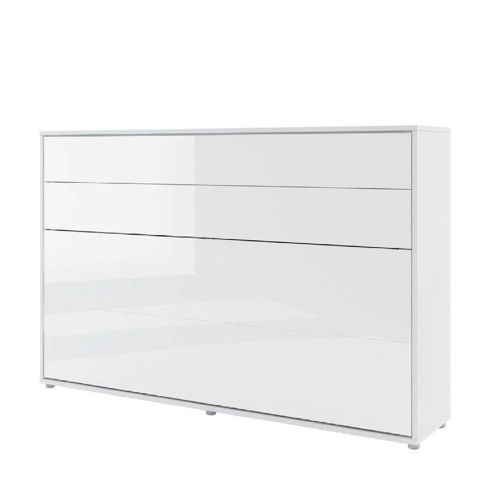 Cadillac Horizontal Wall High Gloss Small Double Bed In White