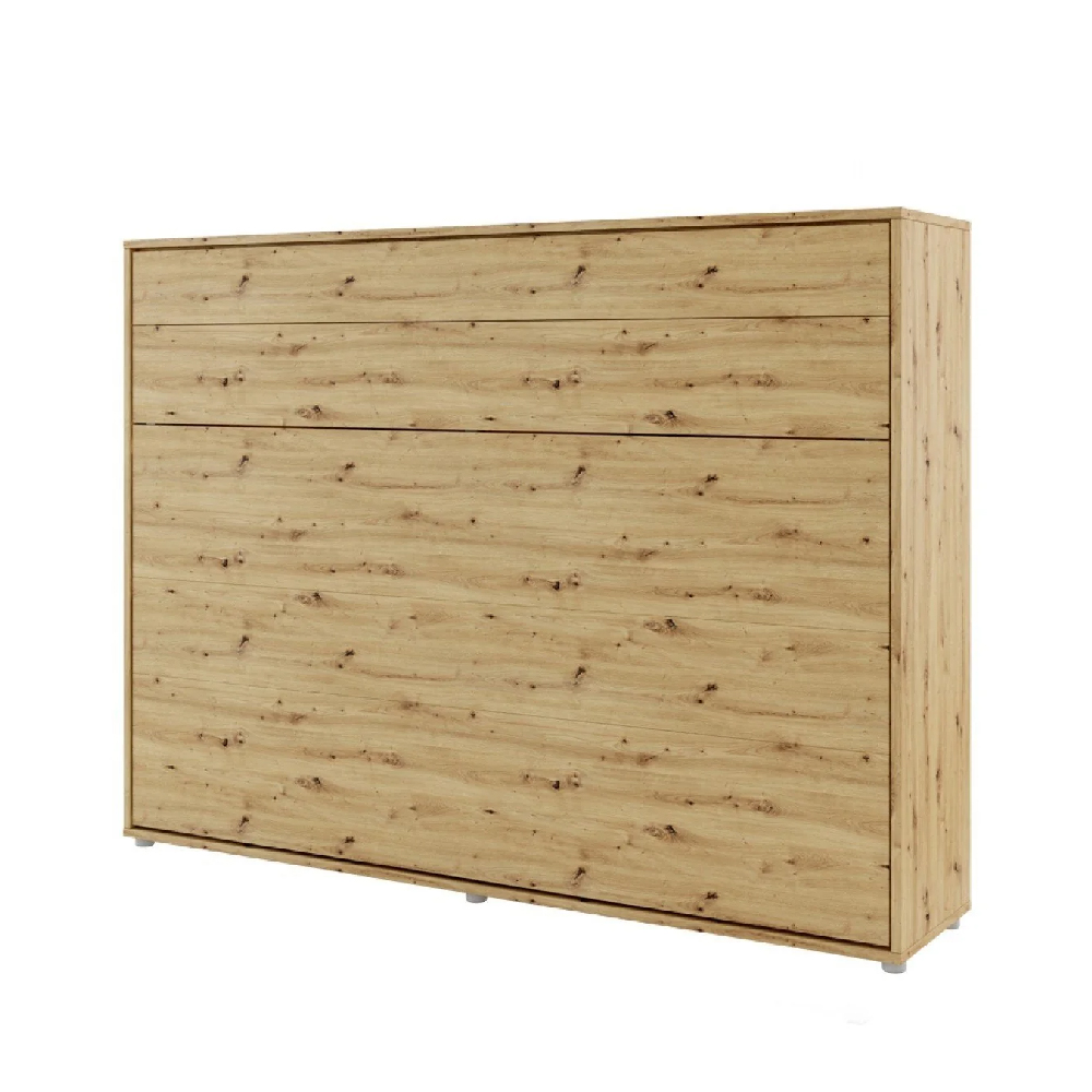 Cadillac Horizontal Wall Wooden Double Bed In Artisan Oak