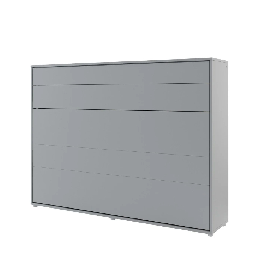 Cadillac Horizontal Wall Wooden Double Bed In Matt Grey