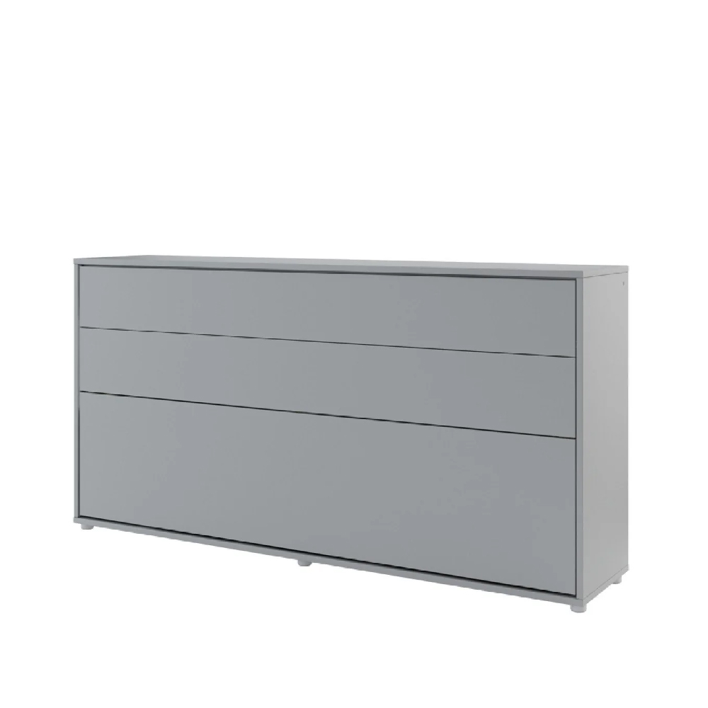 Cadillac Horizontal Wall Wooden Single Bed In Matt Grey