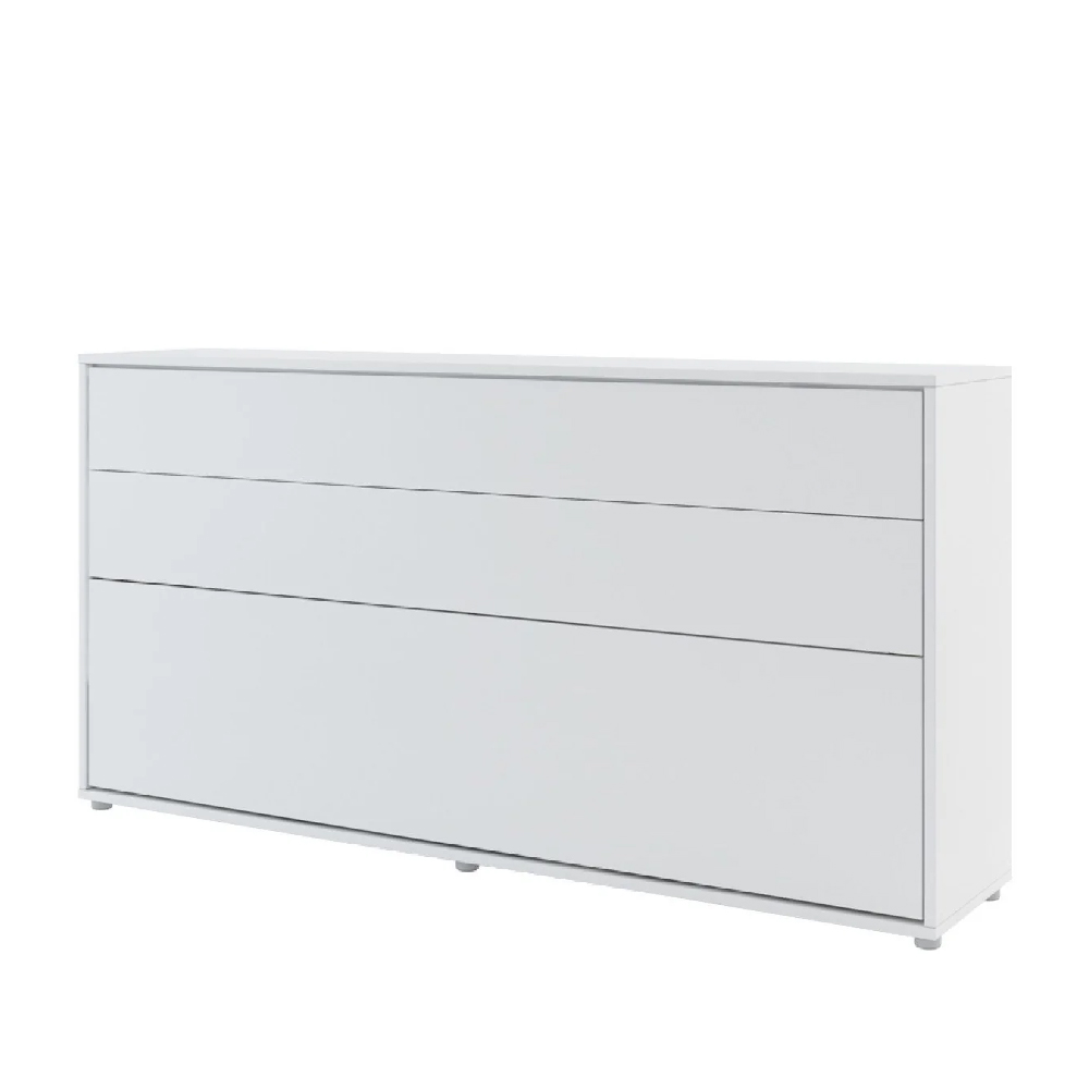 Cadillac Horizontal Wall Wooden Single Bed In Matt White