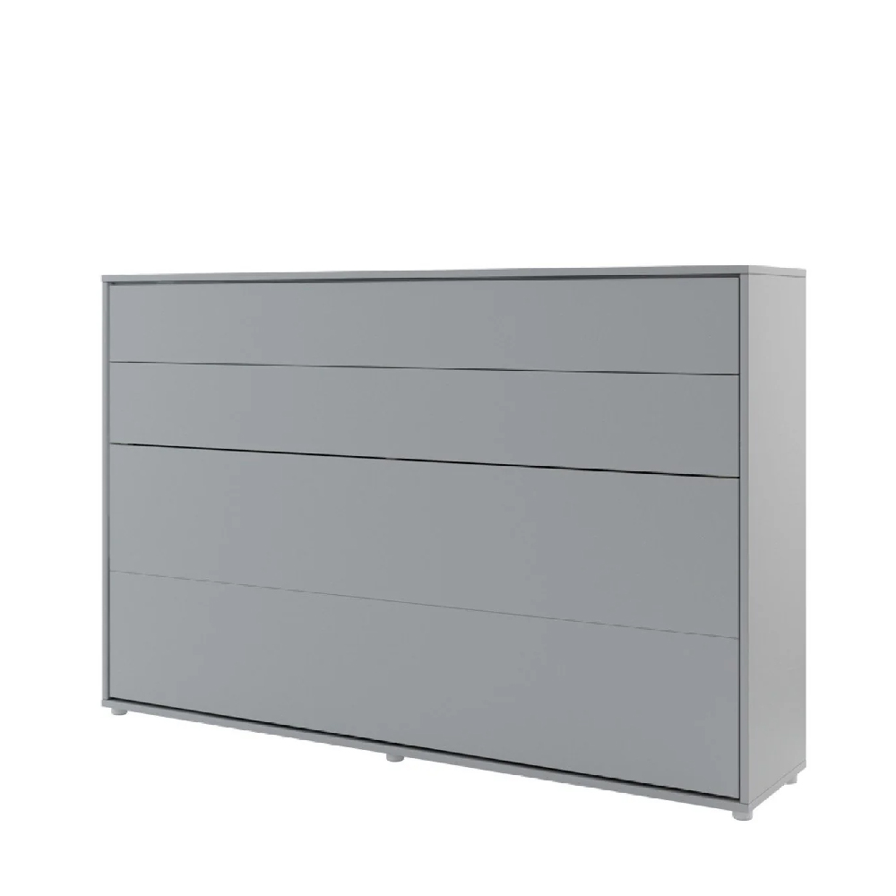 Cadillac Horizontal Wall Wooden Small Double Bed In Matt Grey