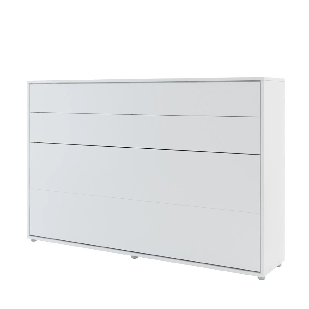 Cadillac Horizontal Wall Wooden Small Double Bed In Matt White