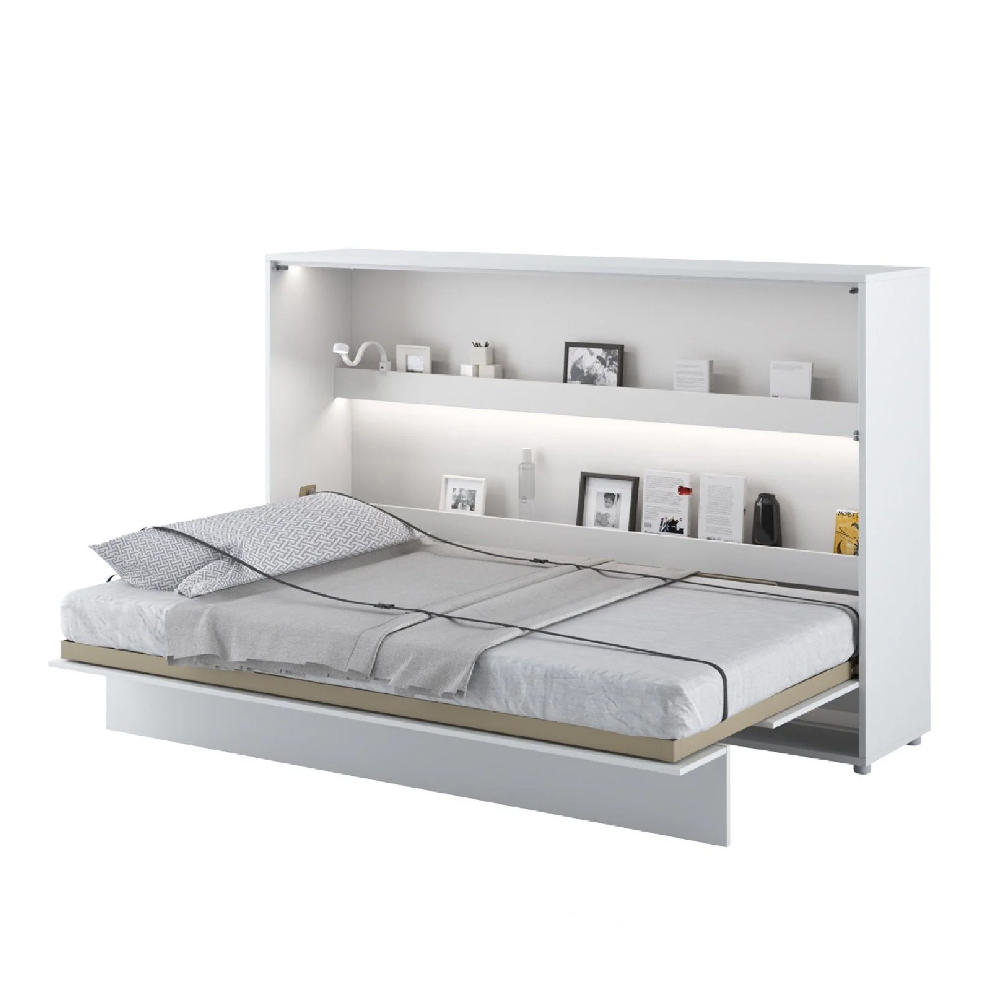 Read more about Cadillac horizontal wall wooden small double bed in matt white