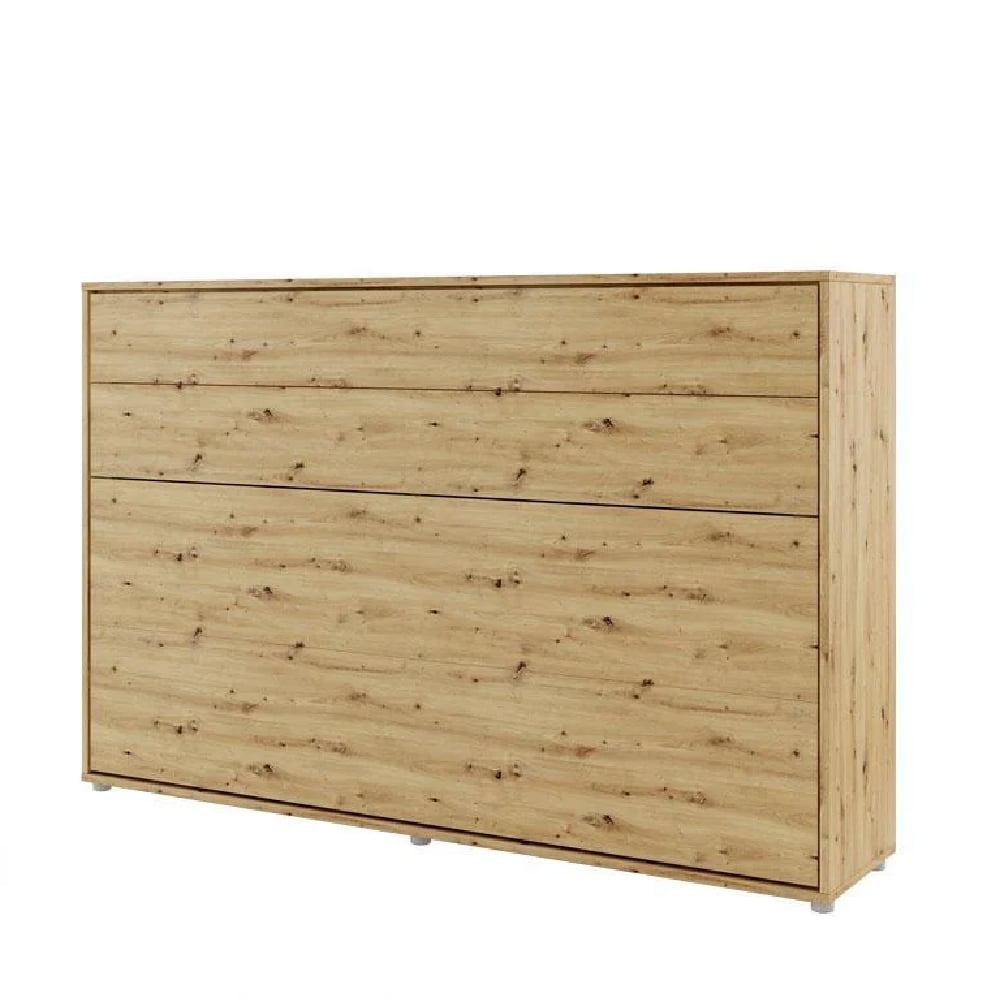 Cadillac Horizontal Wall Wooden Small Double Bed In Artisan Oak