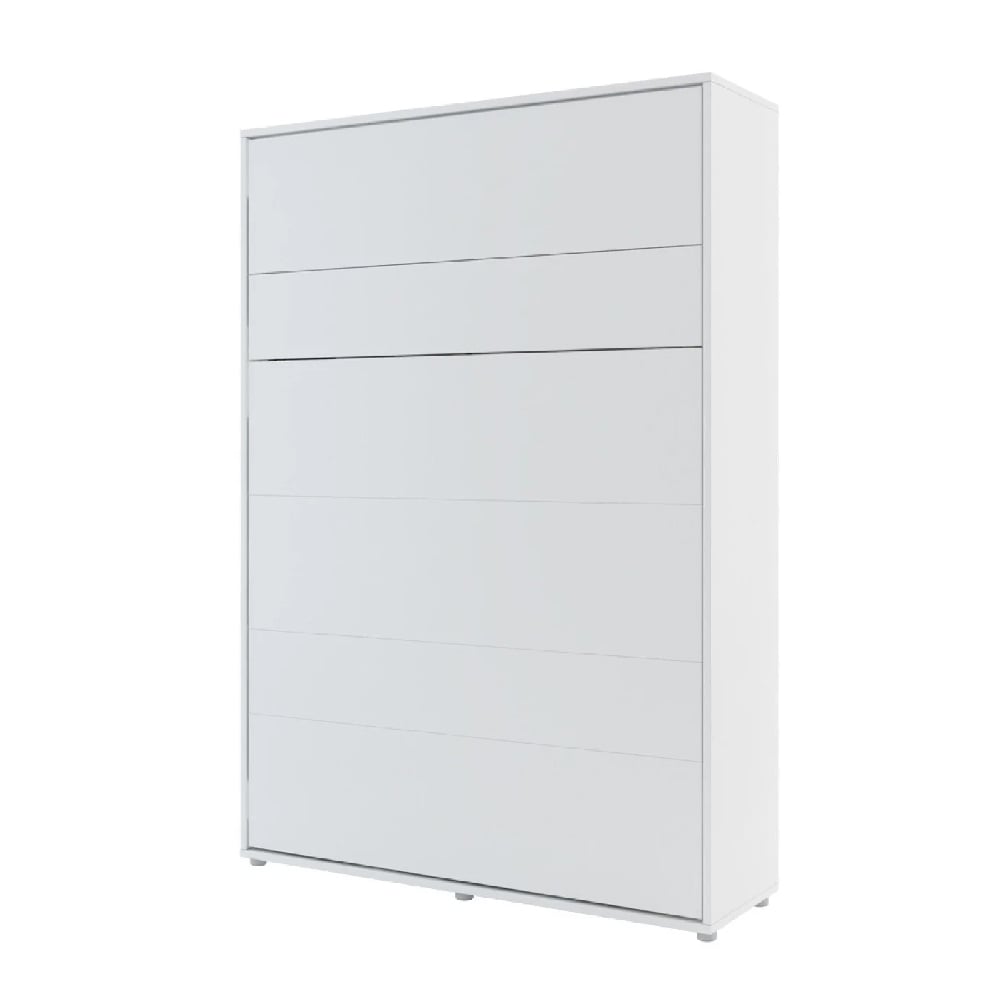 Cadillac Vertical Wall Wooden Double Bed In Matt White