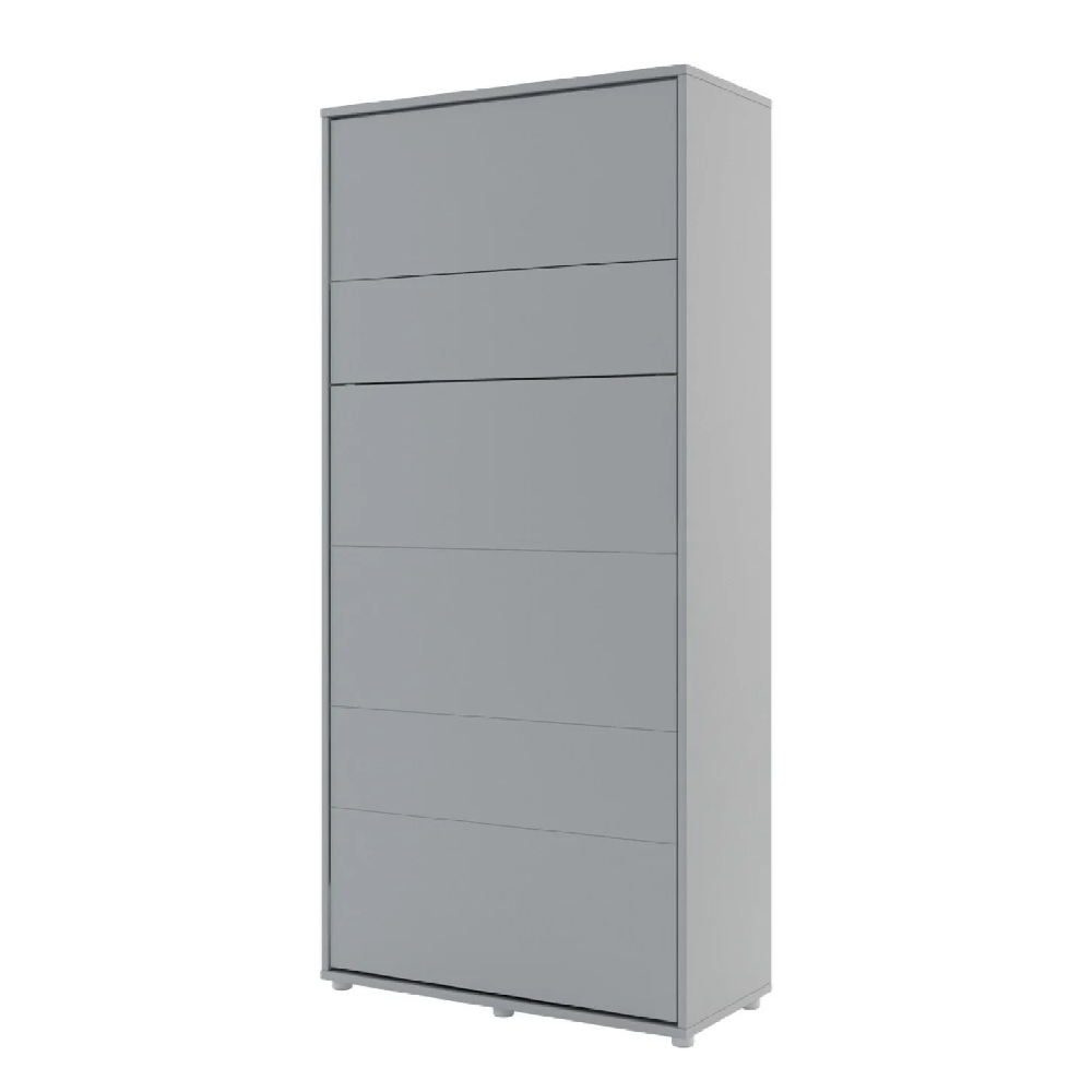 Cadillac Vertical Wall Wooden Single Bed In Matt Grey
