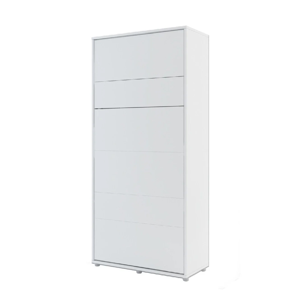 Cadillac Vertical Wall Wooden Single Bed In Matt White
