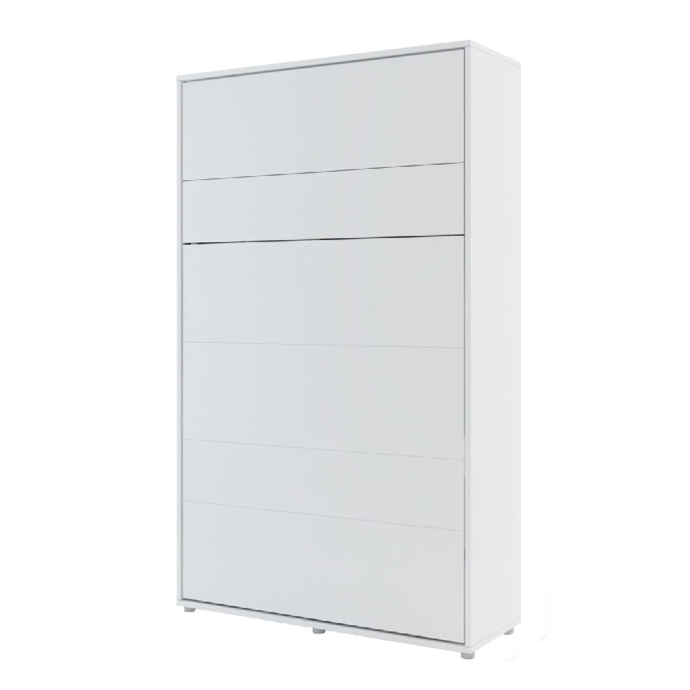 Cadillac Vertical Wall Wooden Small Double Bed In Matt White