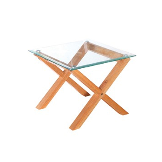 Cadiz Glass End Table In Oak Furniture in Fashion