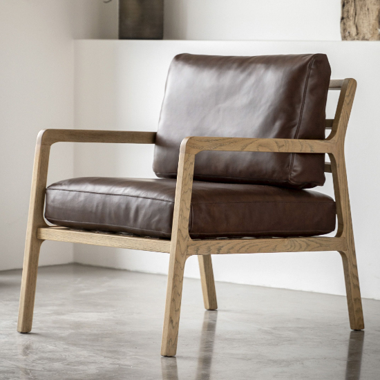 Read more about Cadiz fabric armchair with wooden frame in antique brown