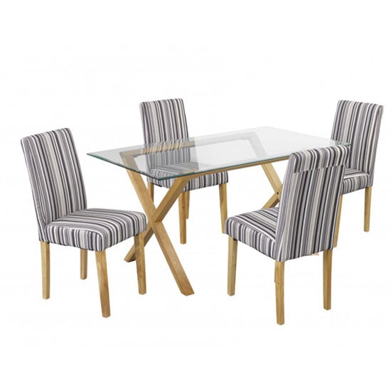 Cassio Glass Dining Table And 4 Lorenzo Dining Chairs