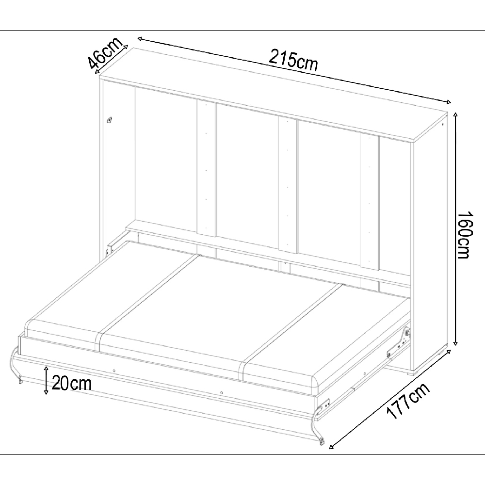 Cadott High Gloss Horizontal Wall Double Bed In White