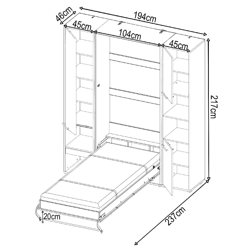Cadott High Gloss Vertical Wall Single Bed In White And LED