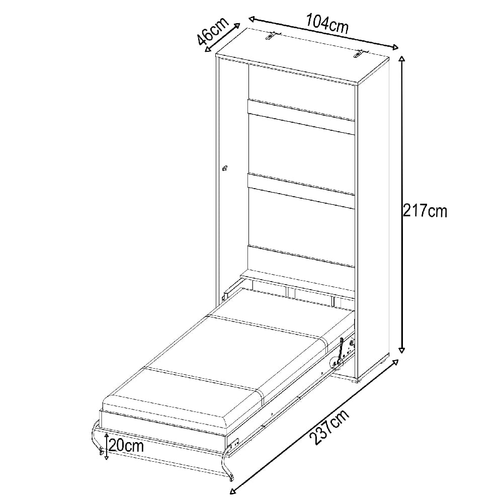 Cadott High Gloss Vertical Wall Single Bed In White