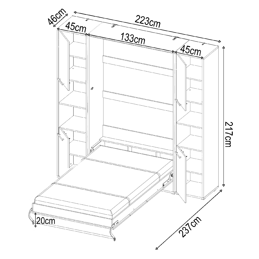 Cadott High Gloss Vertical Wall Small Double Bed In White And LED