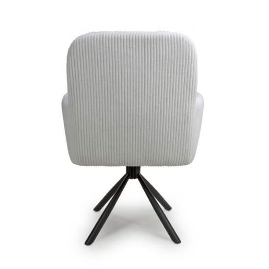 Cadott White Swivel Corduroy Fabric Dining Chair In Pair