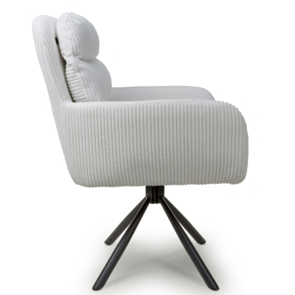 Cadott White Swivel Corduroy Fabric Dining Chair In Pair