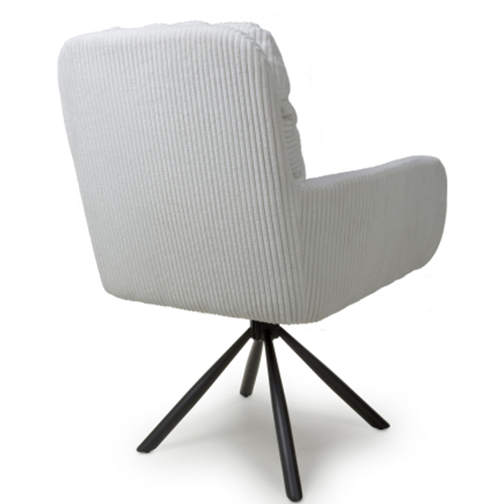 Cadott White Swivel Corduroy Fabric Dining Chair In Pair