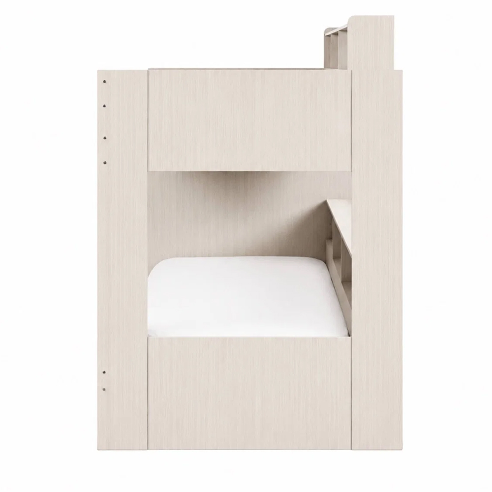 Cadott Wooden Bunk Bed with Stairs in White