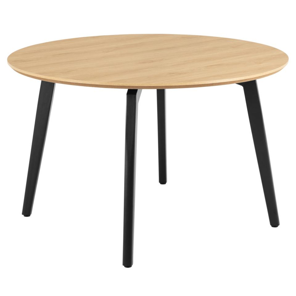 Cadott Wooden Dining Table With 4 Black Chairs In Oak