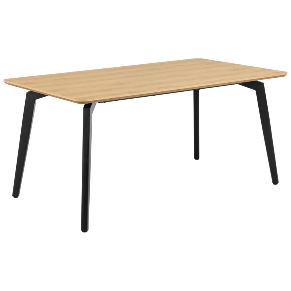 Cadott Wooden Dining Table With 4 Vintage Black Chairs In Oak