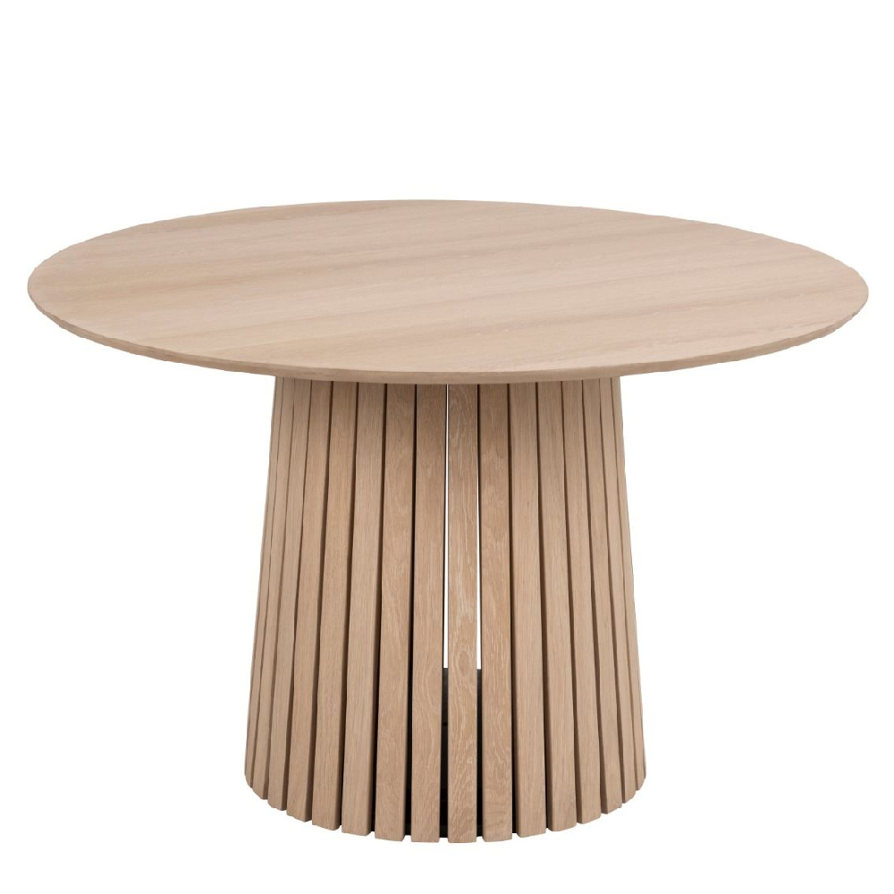 Cadott Wooden Dining Table Round In White Oak