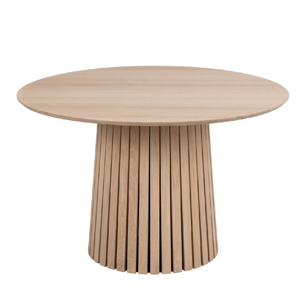 Cadott Wooden Dining Table Round In White Oak