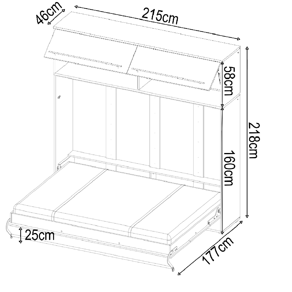 Cadott Wooden Horizontal Wall Double Bed In Matt White And LED