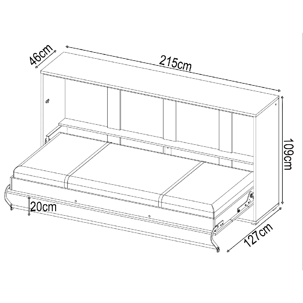 Cadott Wooden Horizontal Wall Single Bed In Matt Grey