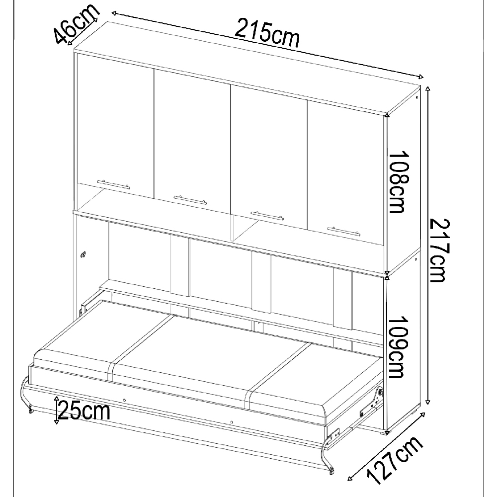 Cadott Wooden Horizontal Wall Single Bed In Matt White