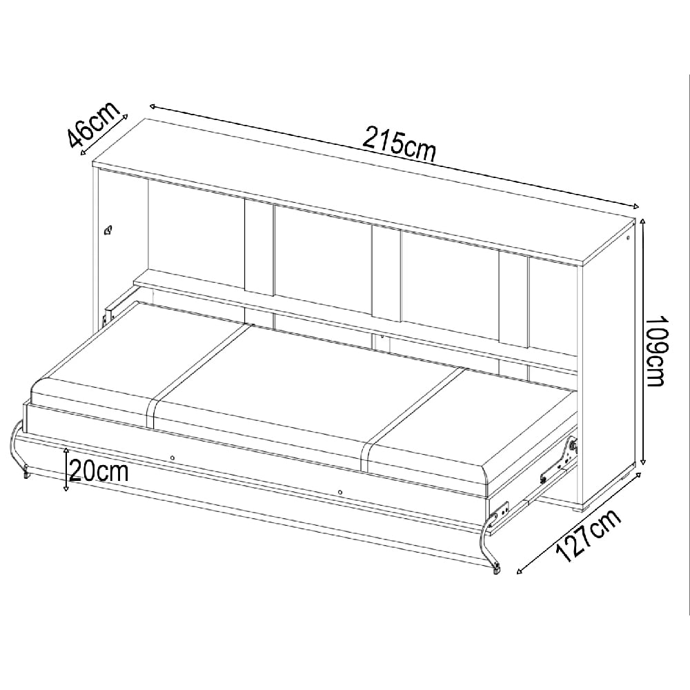 Cadott Wooden Horizontal Wall Single Bed In Matt White