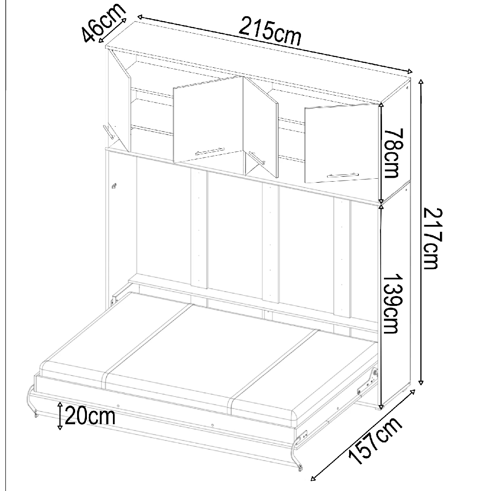 Cadott High Gloss Horizontal Wall Small Double Bed In White with LED