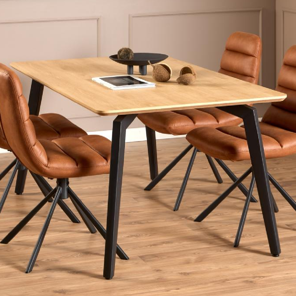 Cadott Wooden Rectangular Dining Table In Oak