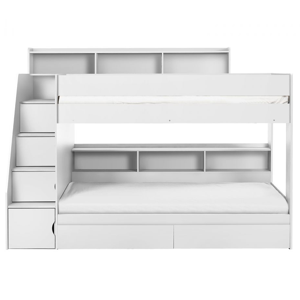 Cadott Wooden Staircase Bunk Bed With 2 Drawer In White