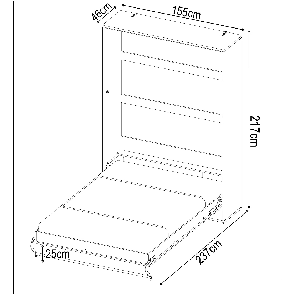Cadott Wooden Vertical Wall Double Bed In Matt White