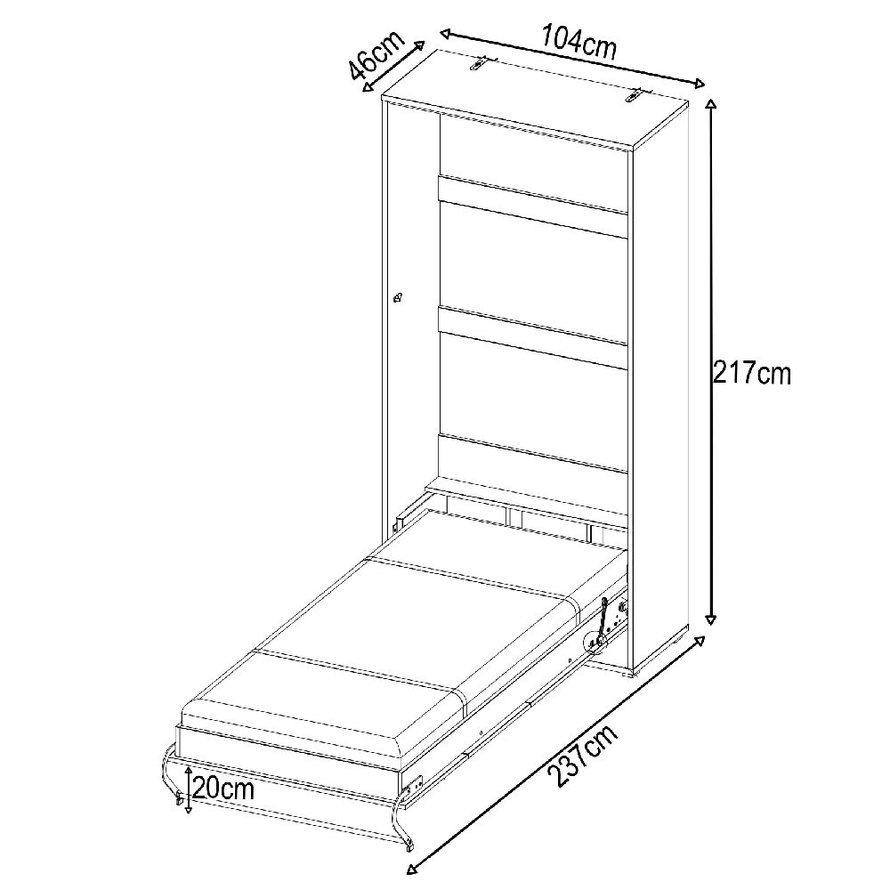 Cadott Wooden Vertical Wall Single Bed In Matt Grey