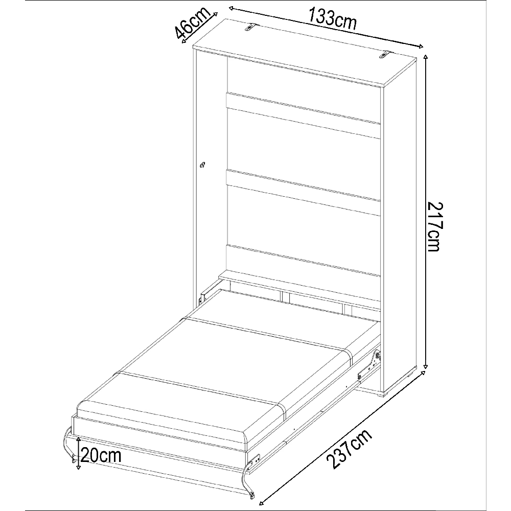 Cadott Wooden Vertical Wall Small Double Bed In Matt White