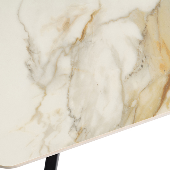Caelan 160cm Marble Dining Table In Kass Gold With Black Legs
