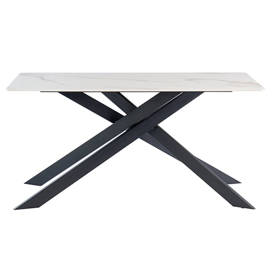 Caelan 160cm Marble Dining Table In Kass Gold With Black Legs