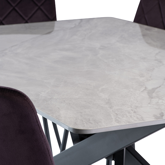 Caelan 160cm Marble Dining Table In Rebecca Grey